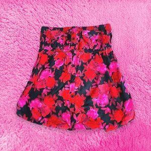 Vibrant Red Floral Tube Top